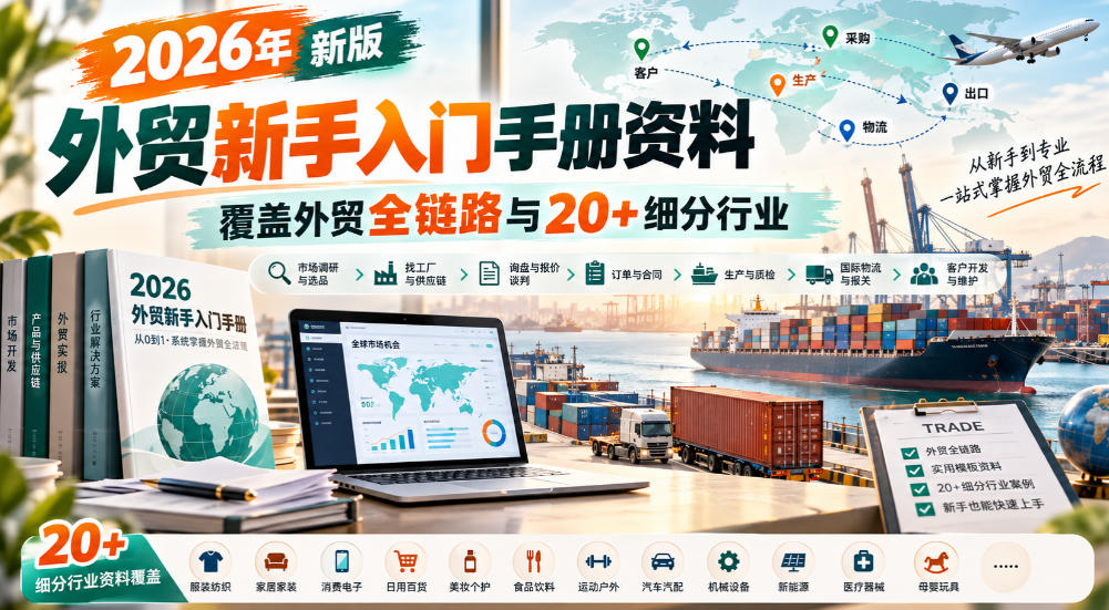 2026年新版外贸新手入门手册资料，覆盖外贸全链路与20+细分行业 - 臻优资源网