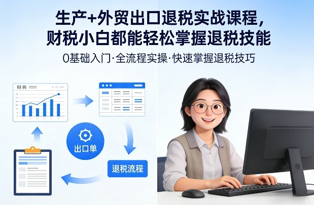 生产+外贸出口退税实战课程，财税小白都能轻松掌握退税技能 - 臻优资源网