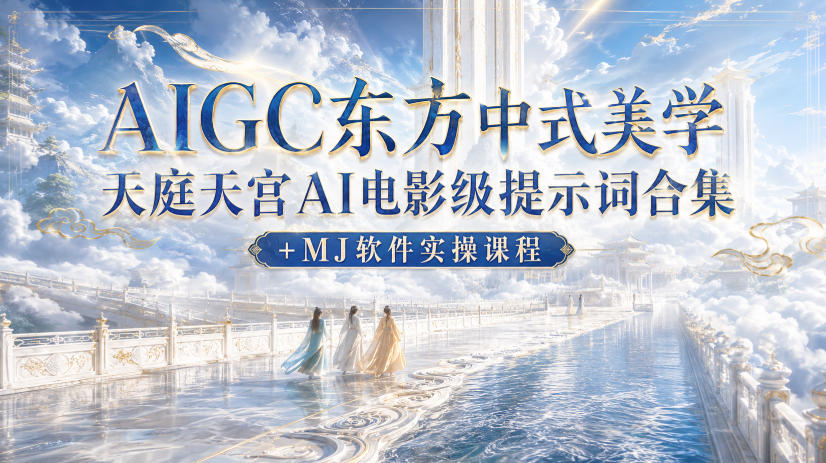 AIGC东方中式美学天庭天宫AI电影级提示词合集+MJ软件实操课程 - 臻优资源网