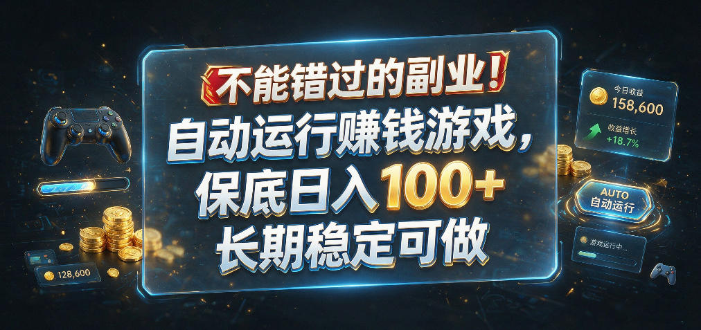 不能错过的副业！自动运行賺钱游戏，保底日入100+，长期稳定可做【揭秘】 - 臻优资源网