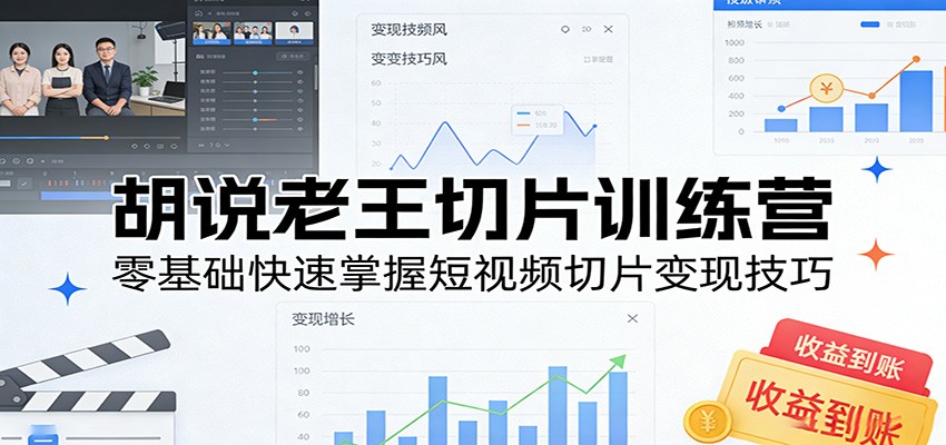 胡说老王切片训练营，零基础快速掌握短视频切片变现技巧 - 臻优资源网