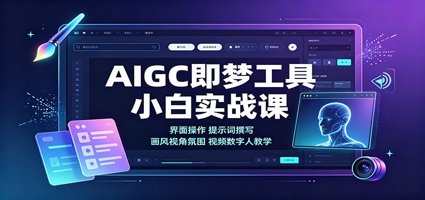 AIGC即梦工具小白实战课：界面操作，提示词撰写，画风视角氛围视频数字人教学 - 臻优资源网