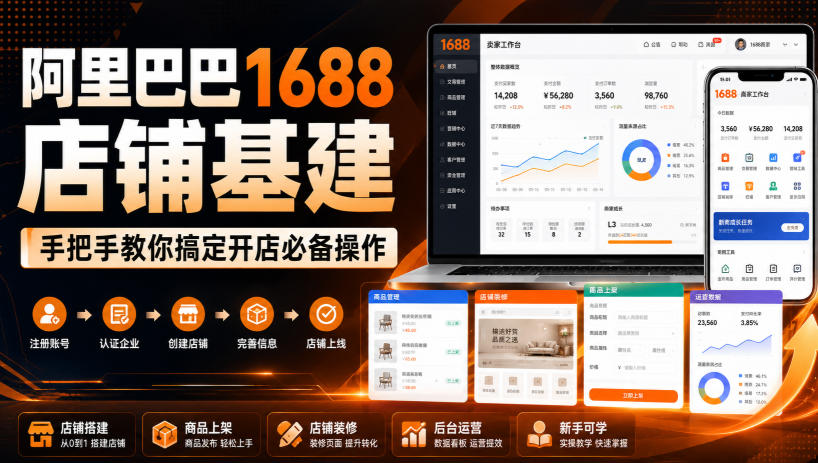阿里巴巴1688店铺基建，手把手教你搞定开店必备操作（更新8月） - 臻优资源网