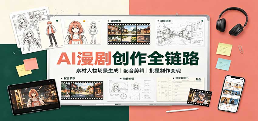 AI漫剧创作全链路：素材人物场景生成，配音剪辑，批量制作变现 - 臻优资源网