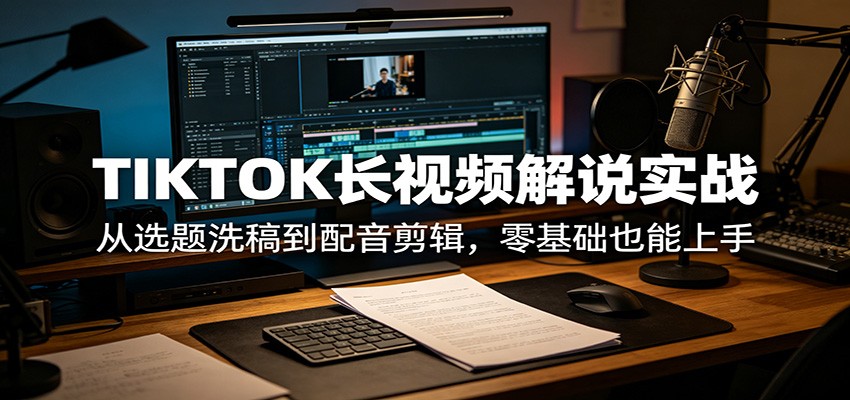 TIKTOK长视频解说实战：从选题洗稿到配音剪辑，零基础也能上手 - 臻优资源网