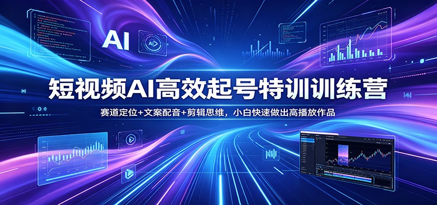 短视频AI高效起号特训训练营：赛道定位+文案配音+剪辑思维，小白快速做出高播放作品 - 臻优资源网
