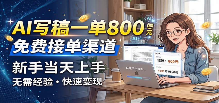 AI写稿一单800，免费接单渠道，一单一结几十到上千，新手当天上手 - 臻优资源网