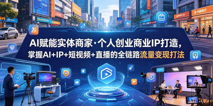 AI赋能实体商家·个人创业商业IP打造，掌握AI+IP+短视频+直播的全链路流量变现打法 - 臻优资源网