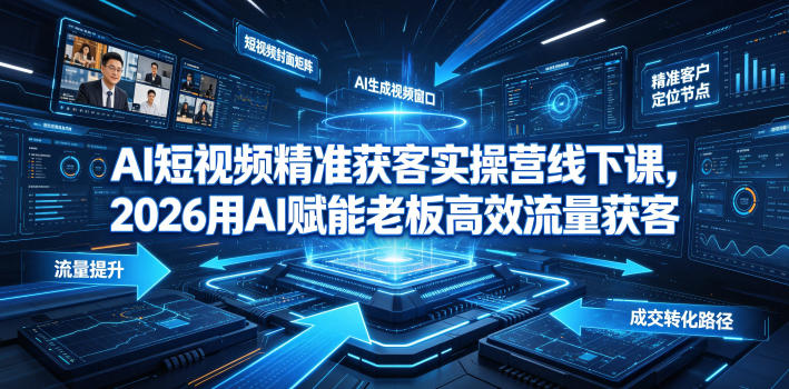 AI短视频精准获客实操营6月10-14号线下课，2026用AI赋能老板高效流量获客 - 臻优资源网