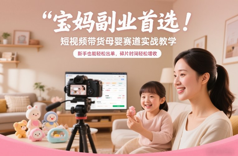 宝妈副业首选！短视频带货母婴赛道实战教学，新手也能轻松出单，碎片时间轻松增收 - 臻优资源网