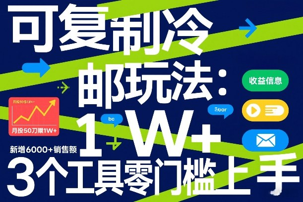可复制冷邮件玩法：月投50刀賺1W+，新增6000+销售额，3个工具零门槛上手 - 臻优资源网