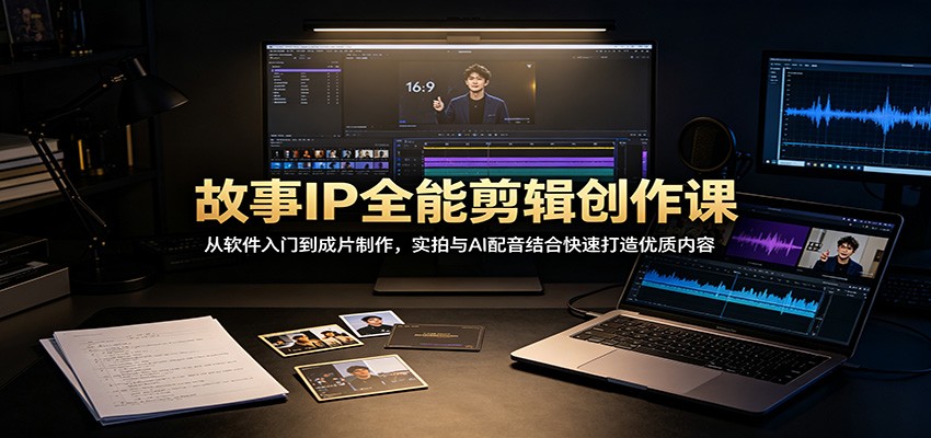 故事IP全能剪辑创作课：从软件入门到成片制作，实拍与AI配音结合快速打造优质内容 - 臻优资源网