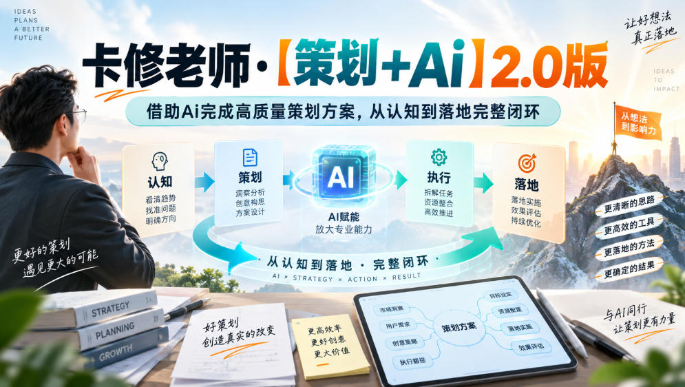 卡修老师·【策划+Ai】2.0版借助Ai完成高质量策划方案，从认知到落地完整闭环 - 臻优资源网