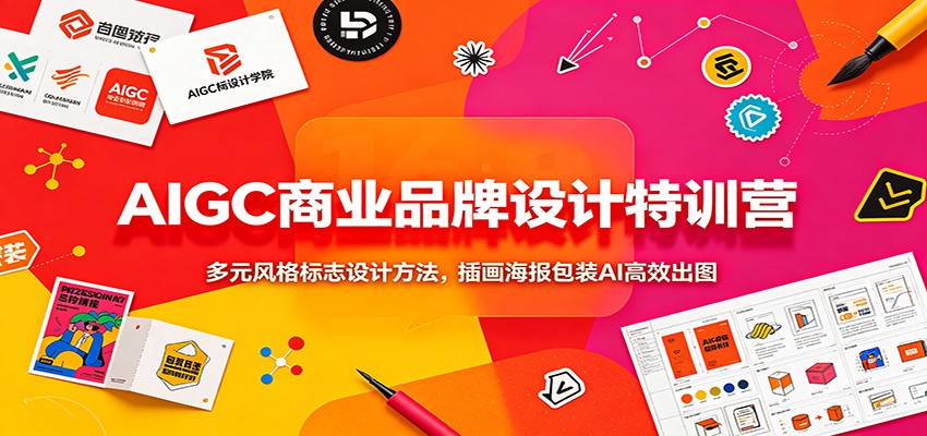 AIGC商业品牌设计特训营：多元风格标志设计方法，插画海报包装AI高效出图 - 臻优资源网