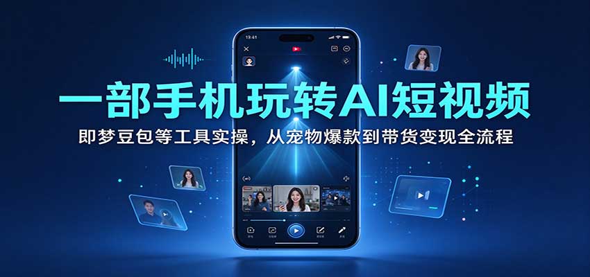 一部手机玩转AI短视频：即梦豆包等工具实操，从宠物爆款到带货变现全流程 - 臻优资源网