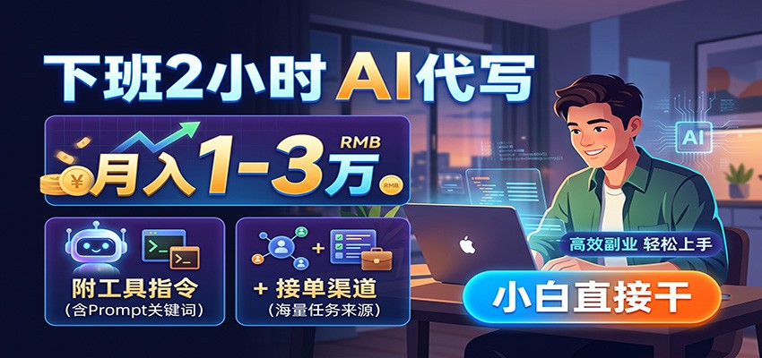 下班2小时AI代写，月入1-3万，附工具指令+接单渠道，小白直接干 - 臻优资源网