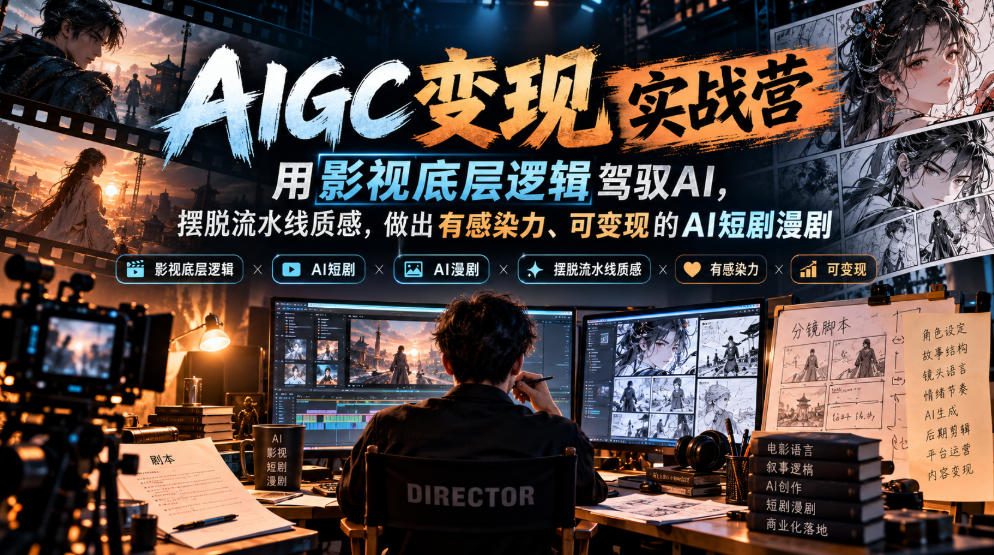 AIGC变现实战营，用影视底层逻辑驾驭AI，摆脱流水线质感，做出有感染力、可变现的AI短剧漫剧 - 臻优资源网