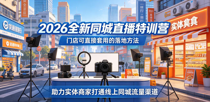 2026全新同城直播特训营，门店可直接套用的落地方法，助力实体商家打通线上同城流量渠道 - 臻优资源网