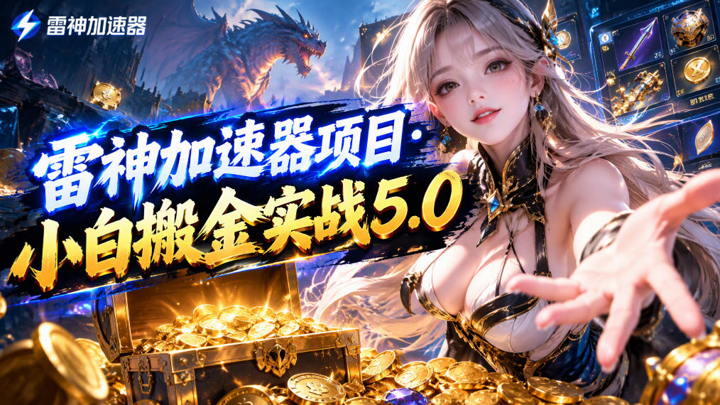 雷神加速器项目·小白搬金实战5.0，抖音W播100-150r，小白入局一天也能几十r - 臻优资源网