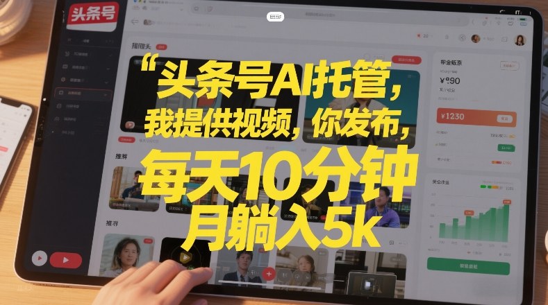 头条号AI托管，我提供视频，你发布，每天10分钟，月躺入5k+【揭秘】 - 臻优资源网