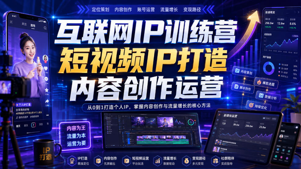 互联网IP训练营，短视频IP打造，内容创作运营 - 臻优资源网