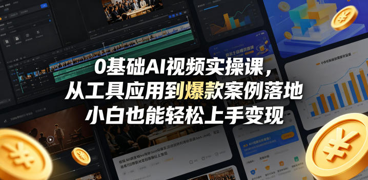0基础AI视频实操课，从工具应用到爆款案例落地，小白也能轻松上手变现 - 臻优资源网