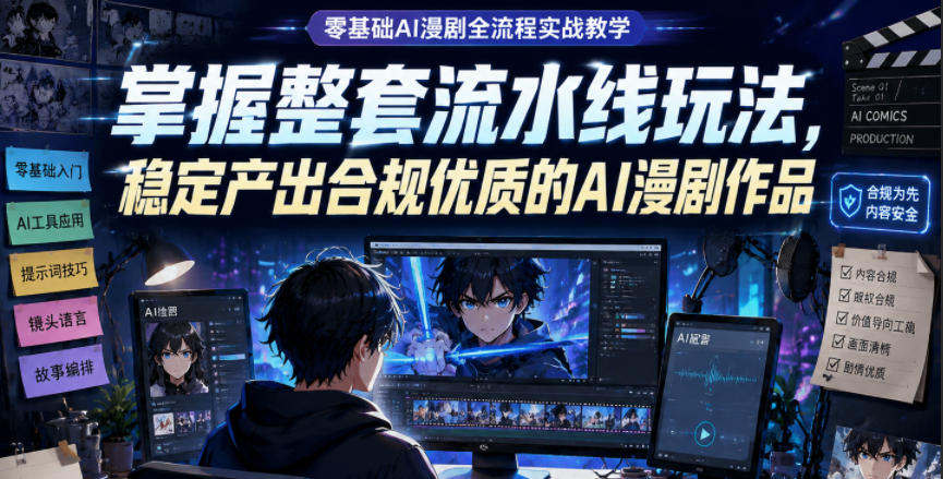 零基础AI漫剧全流程实战教学，掌握整套流水线玩法，稳定产出合规优质的AI漫剧作品 - 臻优资源网
