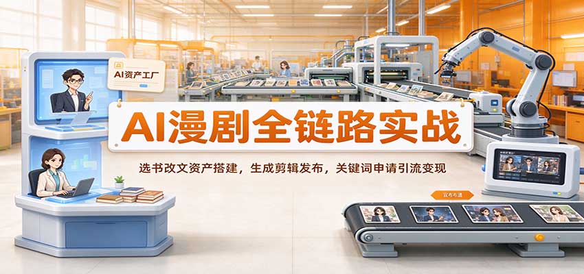 AI漫剧全链路实战：选书改文资产搭建，生成剪辑发布，关键词申请引流变现 - 臻优资源网