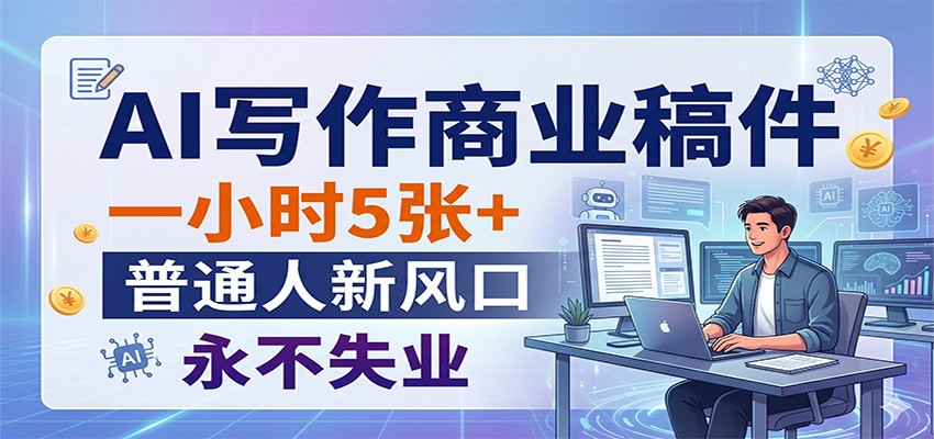 AI写作商业稿件,一小时5张+,普通人新风口,永不失业 - 臻优资源网