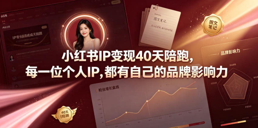 小红书IP变现40天陪跑,每一位个人IP,都有自己的品牌影响力 - 臻优资源网