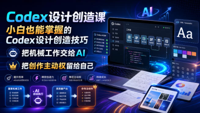 Codex设计创造课，小白也能掌握的Codex设计创造技巧，把机械工作交给AI，把创作主动权留给自己 - 臻优资源网