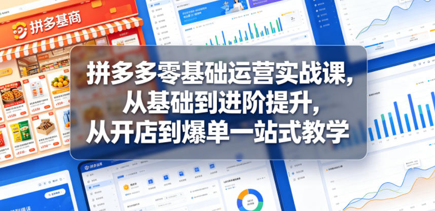 拼多多零基础运营实战课，从基础到进阶提升，从开店到爆单一站式教学 - 臻优资源网