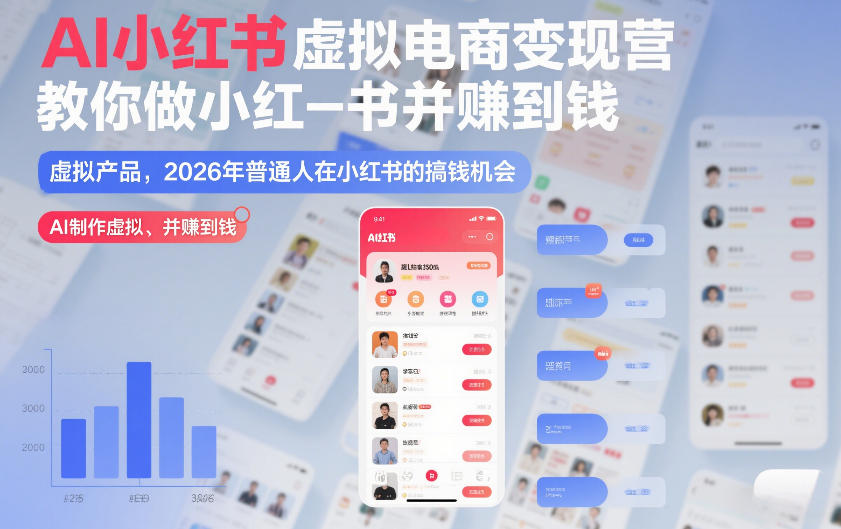 AI小红书虚拟电商变现营，教你做小红书并賺到钱，虚拟产品，2026年普通人在小红书的搞钱机会（更新中） - 臻优资源网