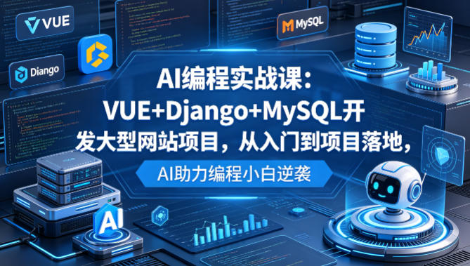 AI编程实战课:VUE+Django+MySQL开发大型网站项目,从入门到项目落地,AI助力编程小白逆袭 - 臻优资源网