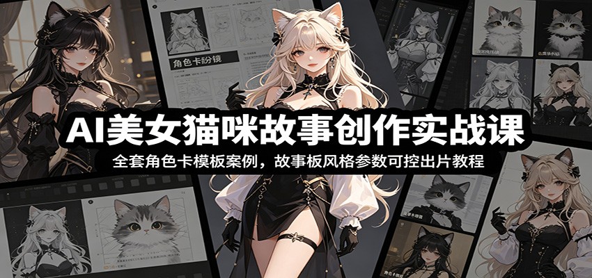 AI美女猫咪故事创作实战课：全套角色卡模板案例，故事板风格参数可控出片教程 - 臻优资源网