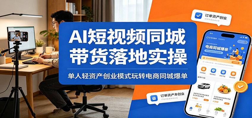 AI短视频同城带货落地实操：单人轻资产创业模式玩转电商同城爆单 - 臻优资源网