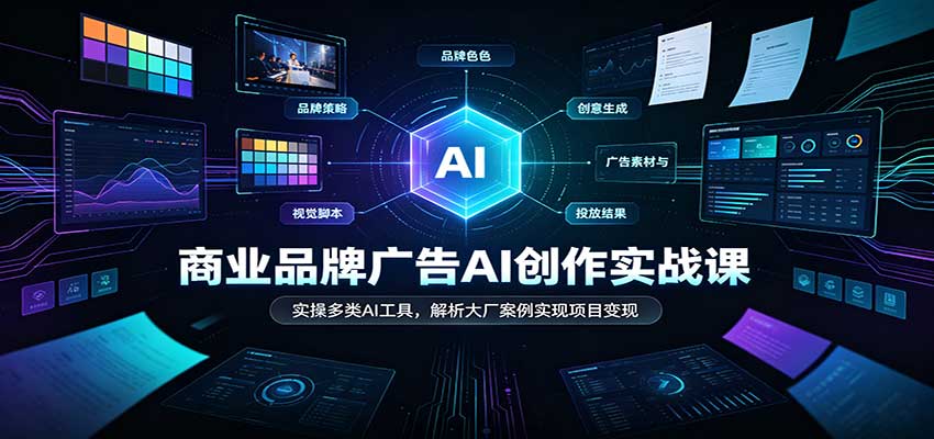 商业品牌广告AI创作实战课：实操多类AI工具，解析大厂案例实现项目变现 - 臻优资源网