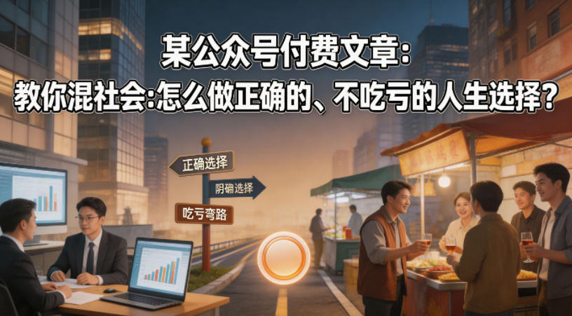 某公众号付费文章：教你混社会：怎么做正确的、不吃亏的人生选择？ - 臻优资源网