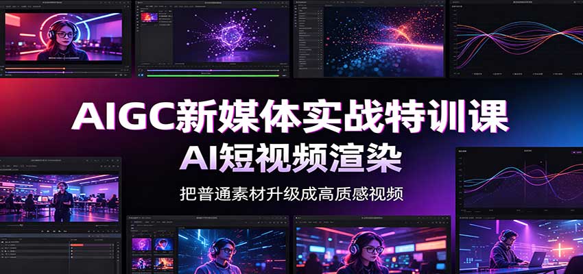 AIGC新媒体实战特训课：工具入门实操，AI短视频渲染，数字人商业视频制作 - 臻优资源网