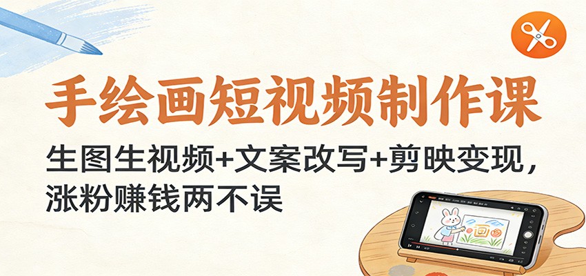 手绘画短视频制作课：生图生视频+文案改写+剪映变现，涨粉赚钱两不误 - 臻优资源网