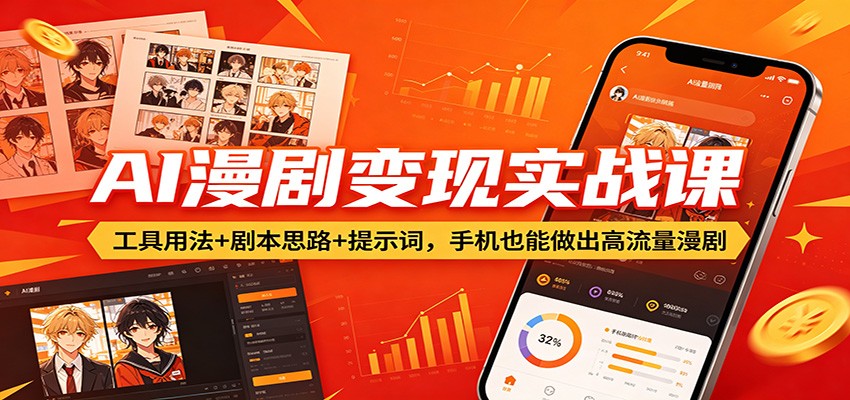 AI漫剧变现实战课：工具用法+剧本思路+提示词，手机也能做出高流量漫剧 - 臻优资源网