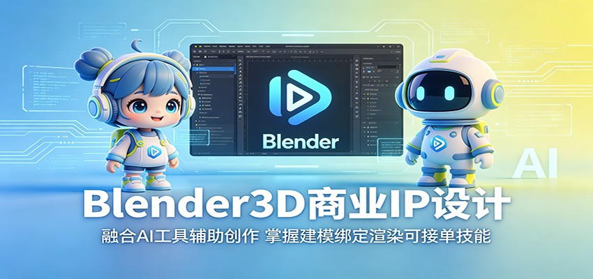 Blender3D商业IP设计：融合AI工具辅助创作，掌握建模绑定渲染可接单技能 - 臻优资源网