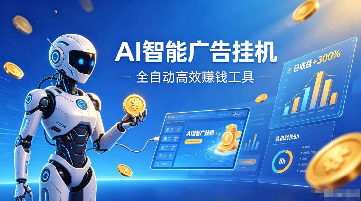 AI智能广告挂G,在家自动賺收益,全程无需人工操作、不用直播、不用拉人【揭秘】 - 臻优资源网
