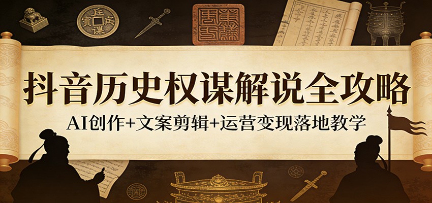 抖音历史权谋解说全攻略：AI创作+文案剪辑+运营变现落地教学 - 臻优资源网