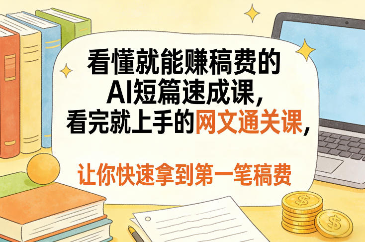 看懂就能賺稿费的AI短篇速成课，看完就上手的网文通关课，让你快速拿到第一笔稿费（更新5月） - 臻优资源网