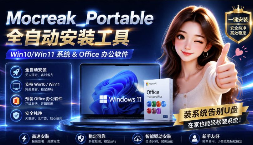 Mocreak全自动安装office和win10、win11系统，告别U盘装系统，使用安全可靠 - 臻优资源网