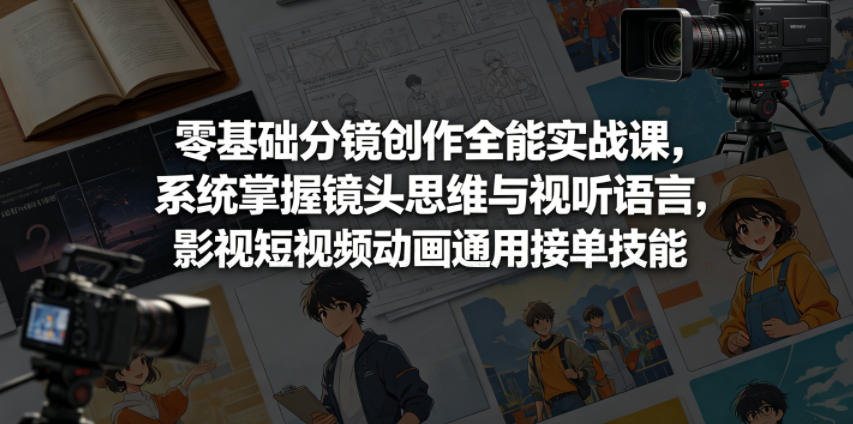 零基础分镜创作全能实战课，系统掌握镜头思维与视听语言，影视短视频动画通用接单技能 - 臻优资源网