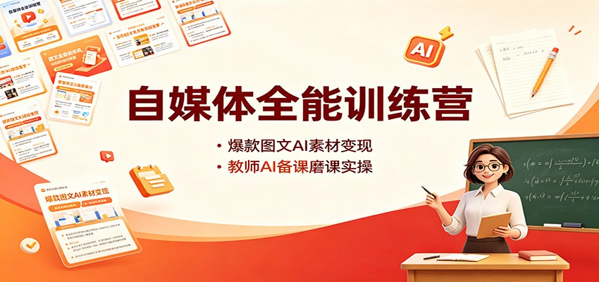 自媒体全能训练营：爆款图文AI素材变现，教师AI备课磨课实操 - 臻优资源网