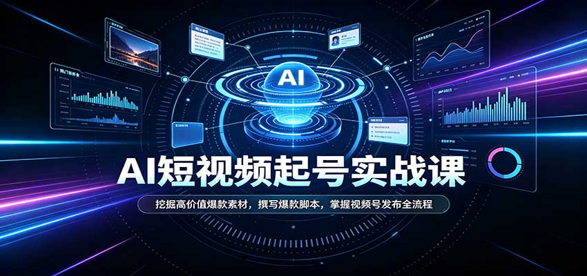 短视频AI起号实战课：挖掘高价值爆款素材，撰写爆款脚本，掌握视频号发布全流程 - 臻优资源网