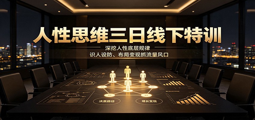 人性思维三日线下特训:深挖人性底层规律,识人设防、布局变现抓流量风口 - 臻优资源网